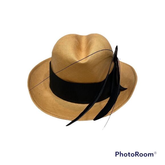 Vintage Adolfo II Fedora Style‎ Hat with Feathers and Hat Band